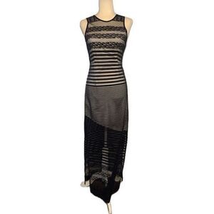 Elliatt Authentic Navy Blue White Striped Lace Tank Maxi Long Dress Small